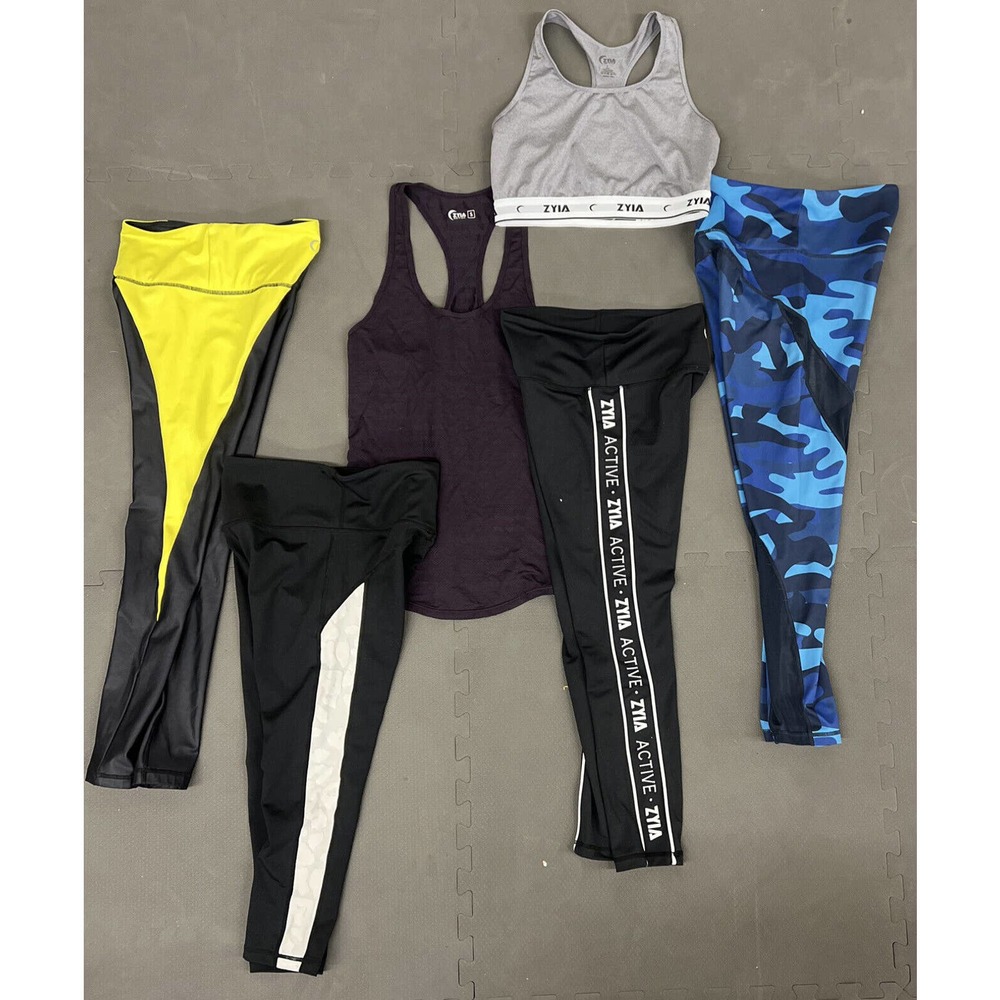 Lot Of Zyia Active Leggings (4) size 2, tank top (1), crop top (1) FS BnftsChrty